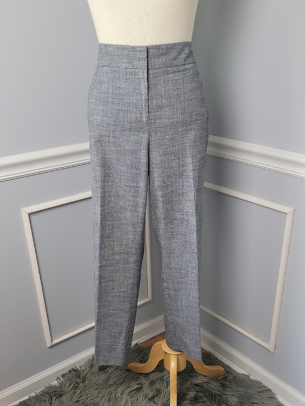 ANN TAYLOR FACTORY Black White Marled‎ Professional Cropped Ankle Dress Pants 12